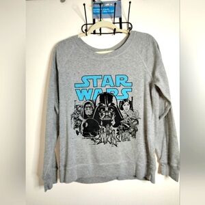 Star Wars (Gray) Reversible Novelty Print Lightweight LS Crew Neck Sweater